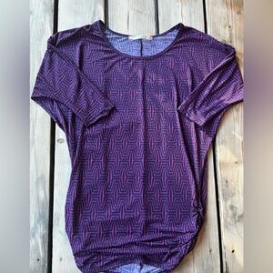 41 HAWTHORN Pink Purple Patterned Kearny Dolman Ruched Sides Top Size Medium